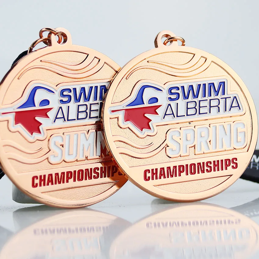 
custom ribbon cooper bronze sport award metal medals for swim 