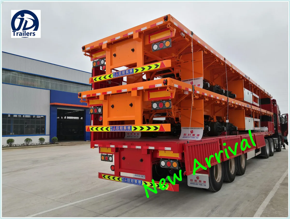  OYJD Trailers many function transporting tool thee-axle high quality strengthen carbon steel flat bed truck trailer On