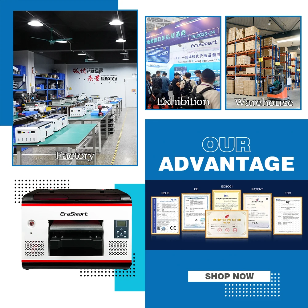 Erasmart Digital A3 A4 A5 Uv LED Printer Cheap Price Digital Printing Uv Machine For Plastic Bags Pvc Acrylic