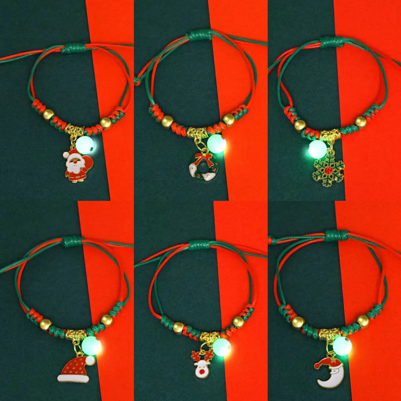 Trendy Stock Luminous Glowing Bracelet Christmas Glow In Dark Rope Woven Braided Couple Bracelets