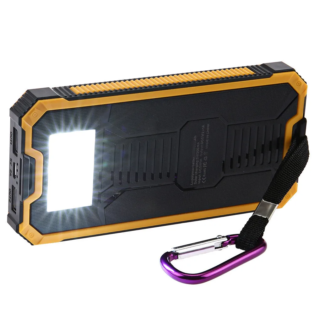 Factory Price ODM OEM Service 2 USB Portable Power Bank Solar  External Solar Powerbank 10000mah