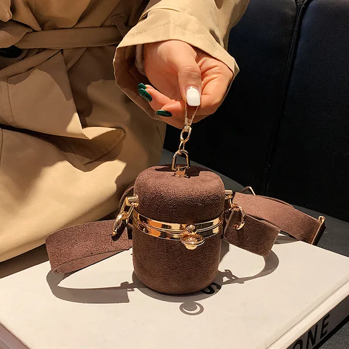 Retro Frosted PU Leather Mini Bucket Case Small Bag For Women New Fashion Mini Coin Purse Headphone Bag