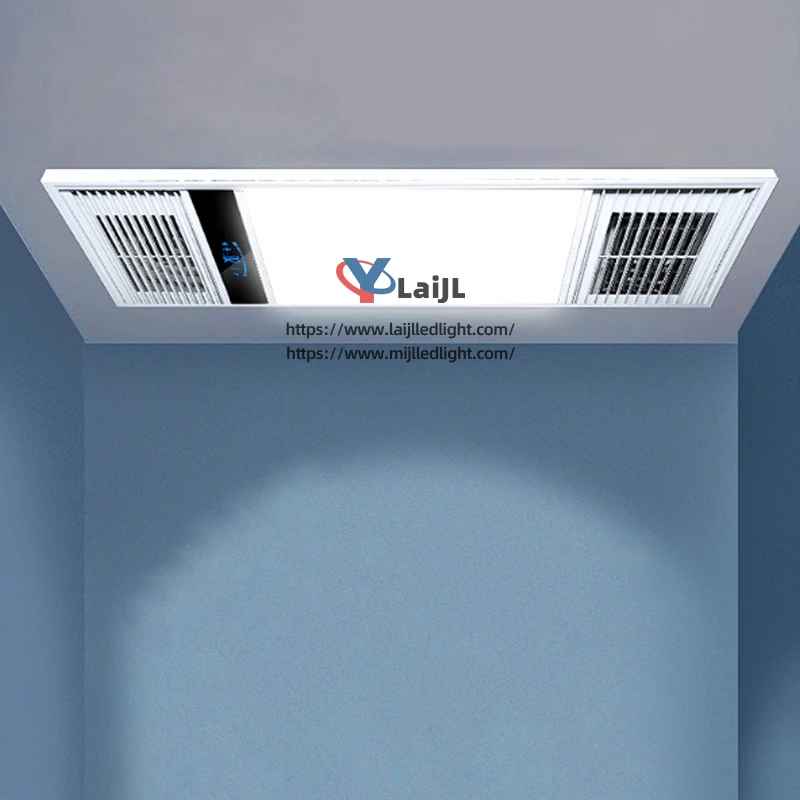 Zhejiang factory direct sales ventilation and LED lighting PTC heating ceiling bathroom heater with fan 600x300mm