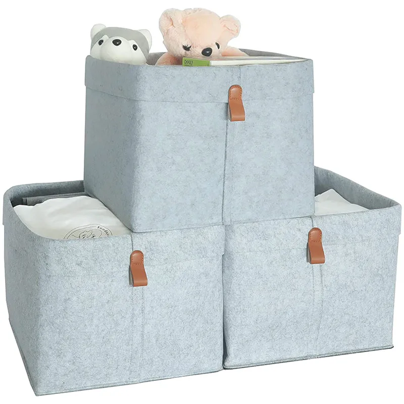 Hot selling folding handle flower girl set rectangle customized felt storage fashion picnic basket with low price