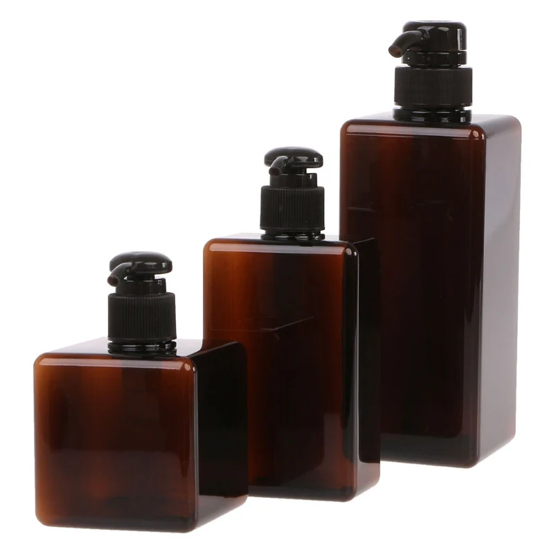 OEM OEM 250ml 450ml 650ml Green Square Thick Wall PETG Lotion Pump Bath Shampoo Bottle Container