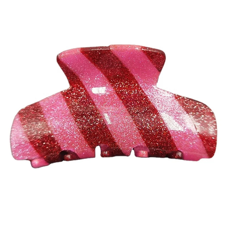 European and American Style Wholesale Custom Branded cellulose acetate Splice Stripe Claw Clips for women
