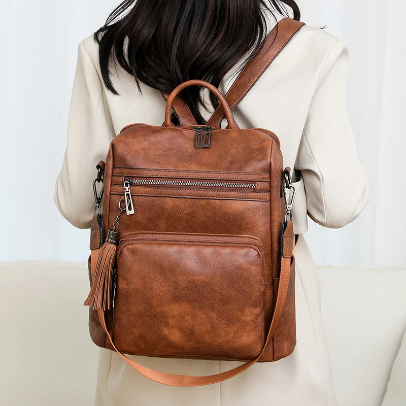 Осенний и Зимний новый европейский американский Ретро Модный студенческий рюкзак большой емкости брендовый пользовательский из искусственной кожи