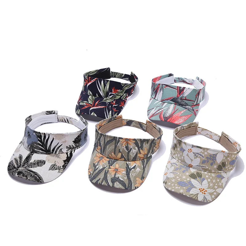 Summer new product polyester cotton nylon adjustable fitted running custom floral baseball visor cap for girl