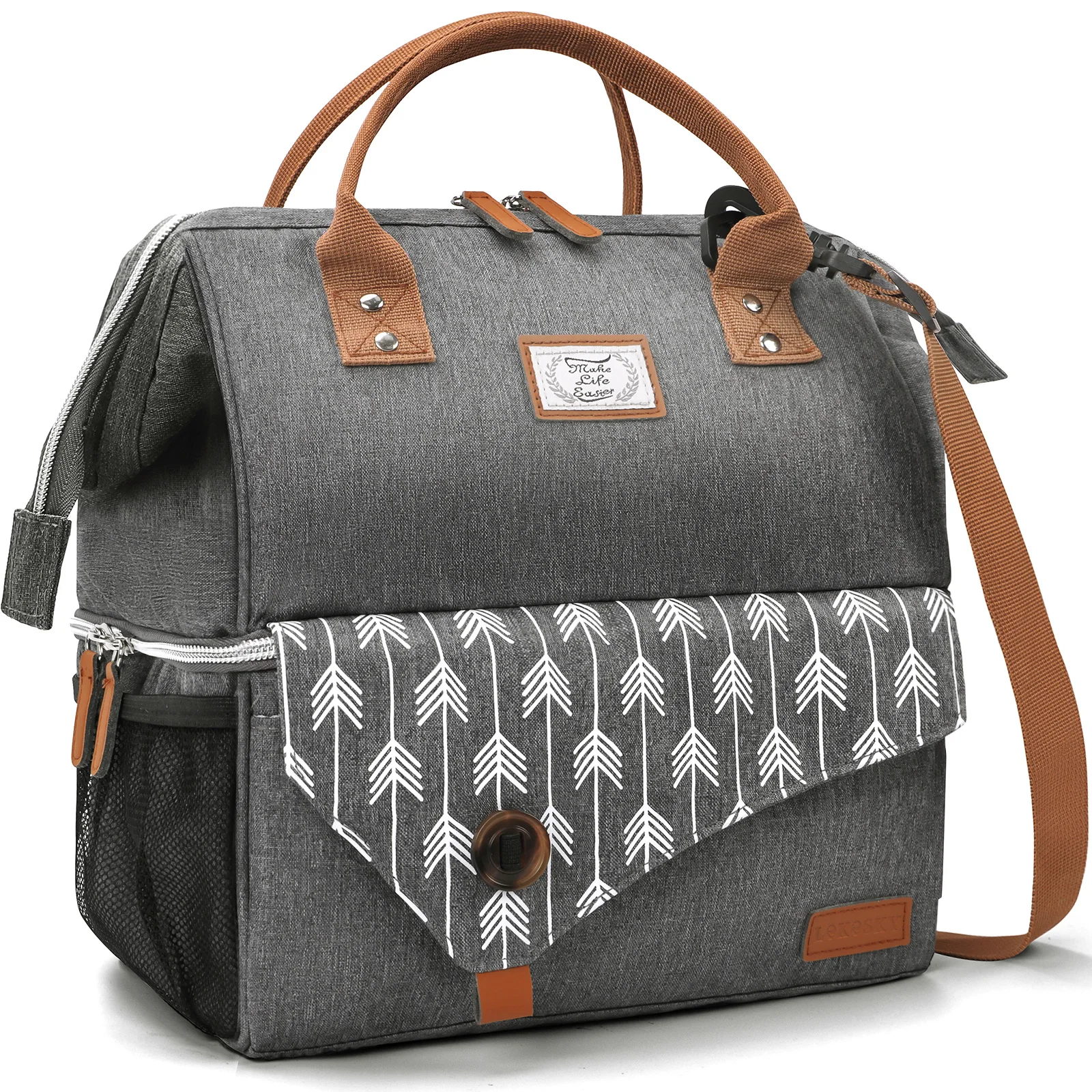 Customize logo portable office double layer compartment thermal insulated lunch cooler bags
