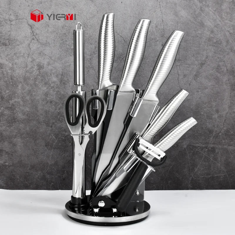 YIERYI 9 PCS High Quality Stainless Steel Knife with Hollow Handle Kitchen Knives Set