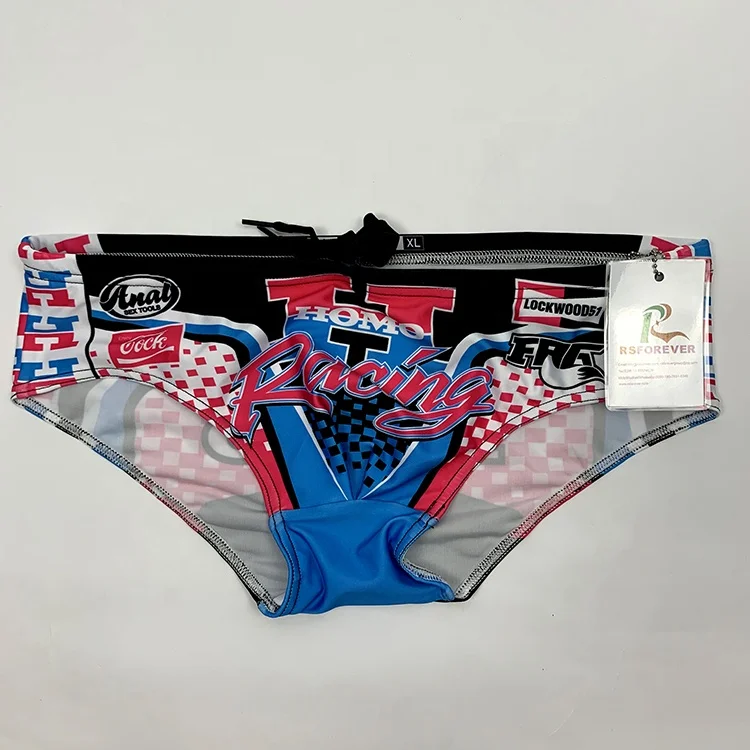 Quick Dry Custom Logo Fashion Swimwear Sublimation Swim Trunks Low Rise Sexy Male Bikini Swimming Briefs