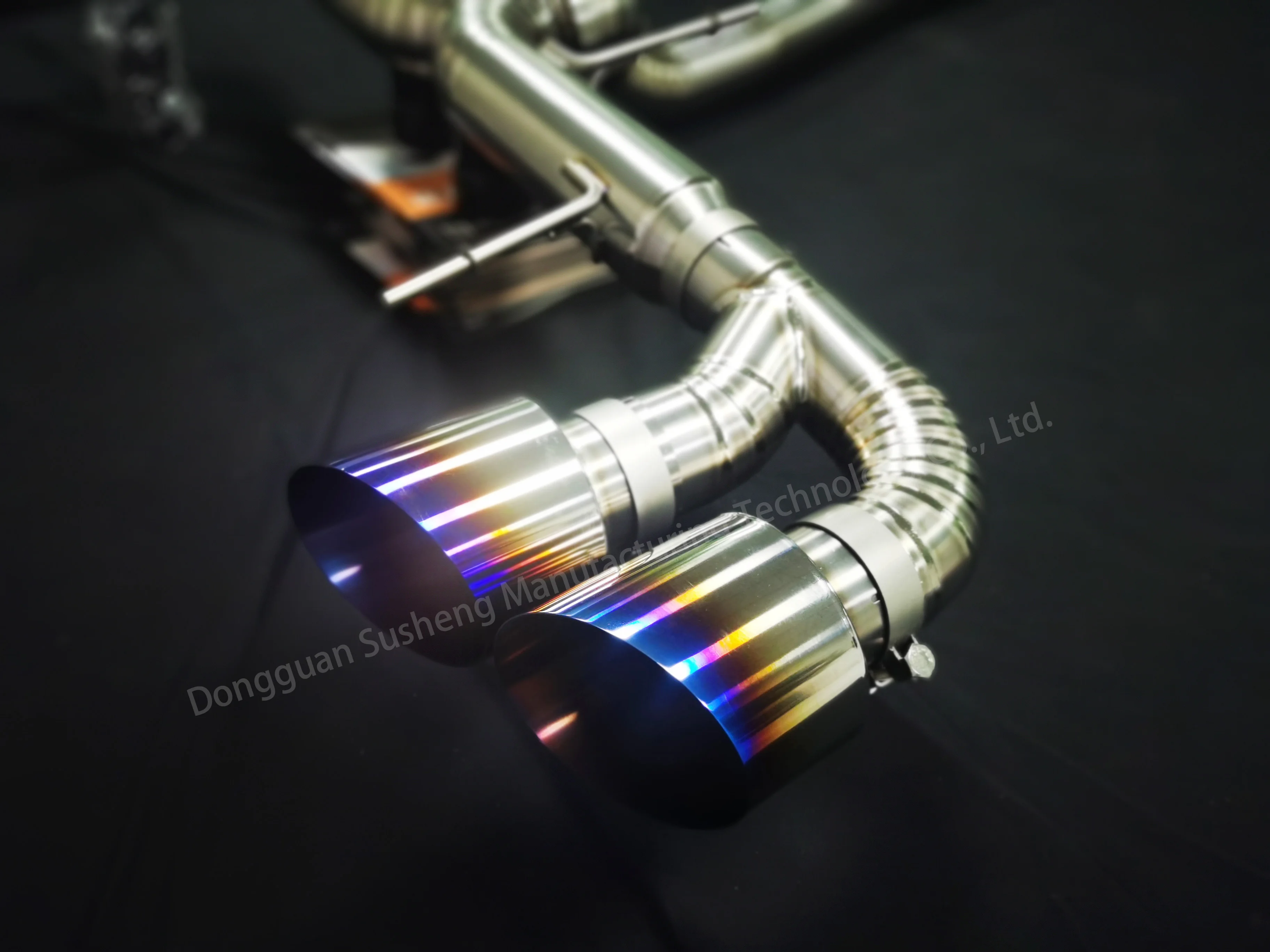 Hot sales JDM titanium exhaust systems GR1 GR5 102MM pipe diameter catback muffler for Nissan GTR35 with blue tips