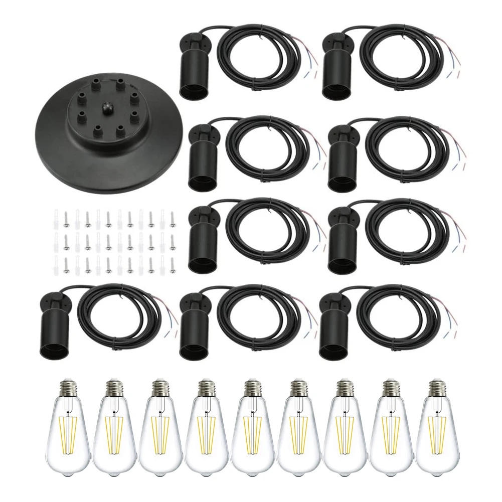 3/6/8/12 Leds Retro Chandelier Vintage Light E27 85-265V 4W ST64 Bulb Pendent Light Lampara Cafe Dining Office Bar Decoration