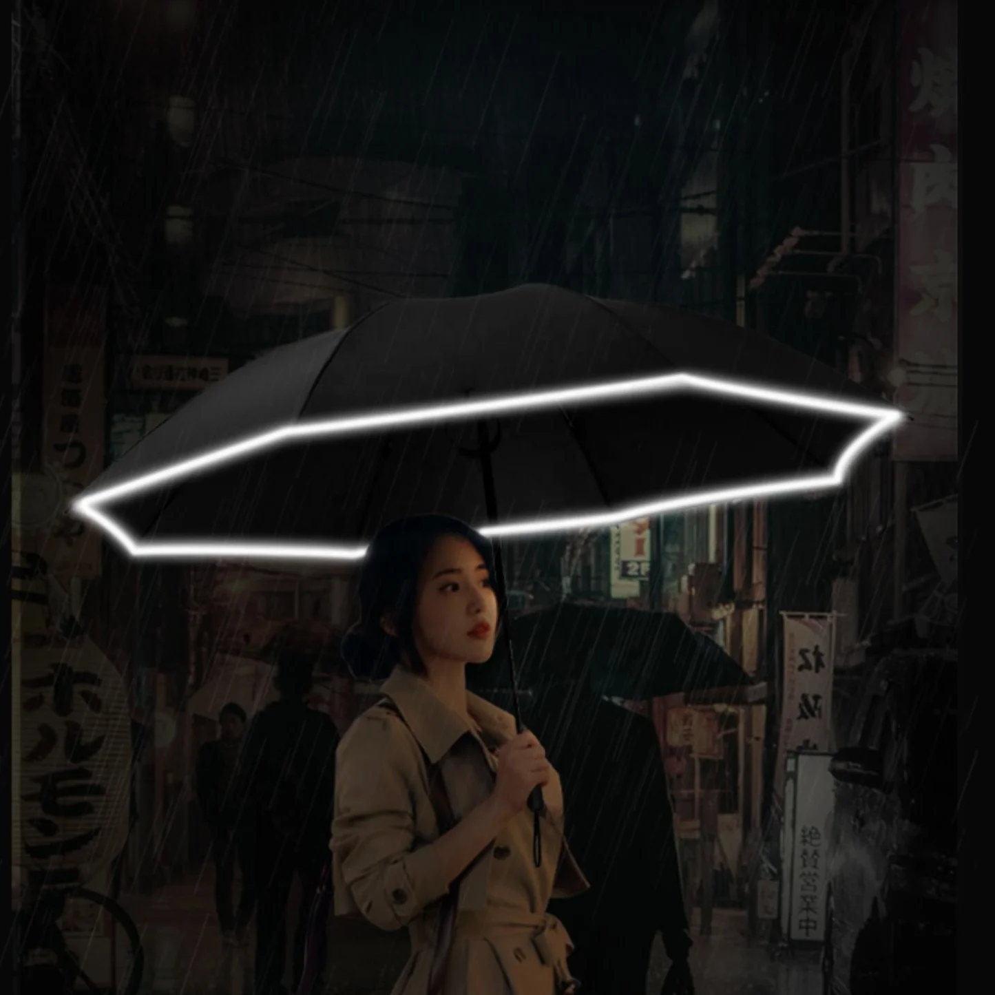 Reflective Umbrella With reflective edge for high visibility and vented canopy