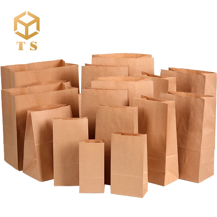
Wholesale Brown Bakery Paper Take Away Kraft Custom Printed Food Grade Packing Bread Opp Bag 