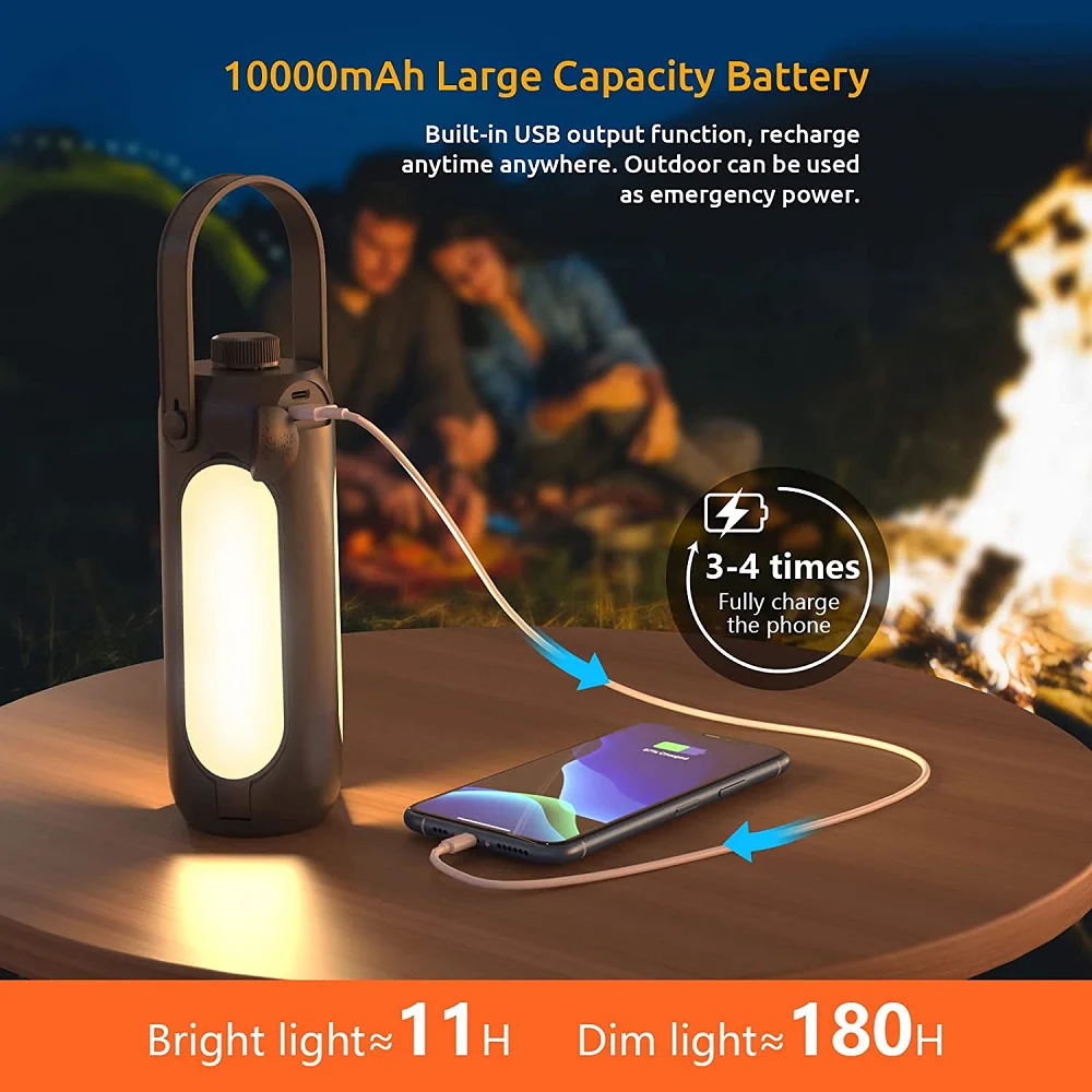 New 10000mah Fold Multifunctional Portable Rechargeable Camping Lighting Flashlight Dimmable Outdoor Tent Camping Lamp 2 Buyers