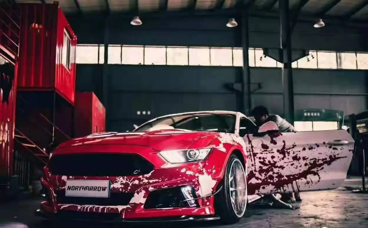 New 1.52*30m Factory Price Vinyl Wrap Car Premium Customized Camo Car Wrap white&red color camouflage car wrap film