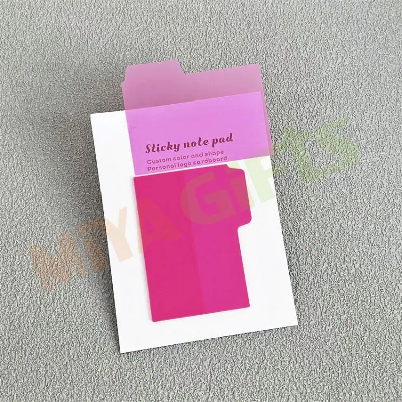 custom big tab shaped transparent translucent sticky note PET clear memo pad planner minimalist pastel color