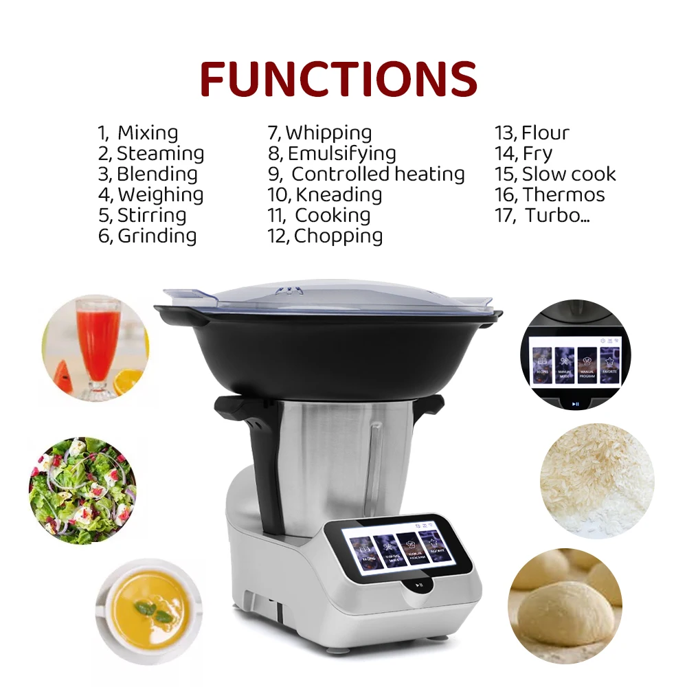 Thermomixe4 в 1 многоцелевой кухонный комбайн 1000 Вт Мощный 5 дюймов LED сенсорное управление кухонная машина