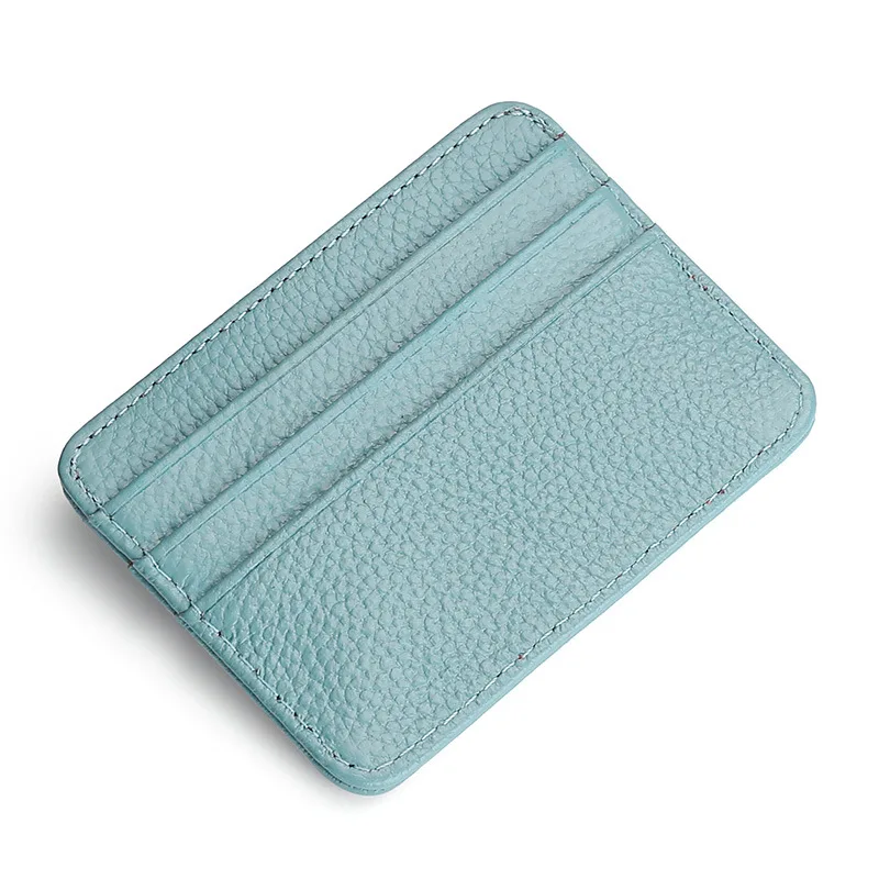 Custom Logo Trading Card Sleeves Bus Id Card Holder Genuine Leather Credit Cards Holder