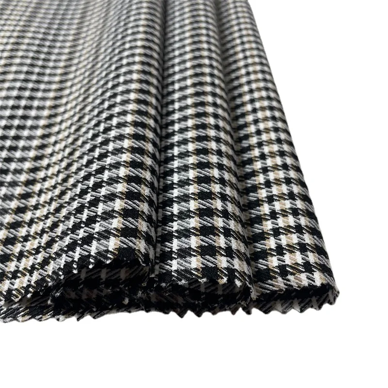 Sunplustex for dress pants and leggings High quality polyester rayon stretch spandex dyed gold gingham,