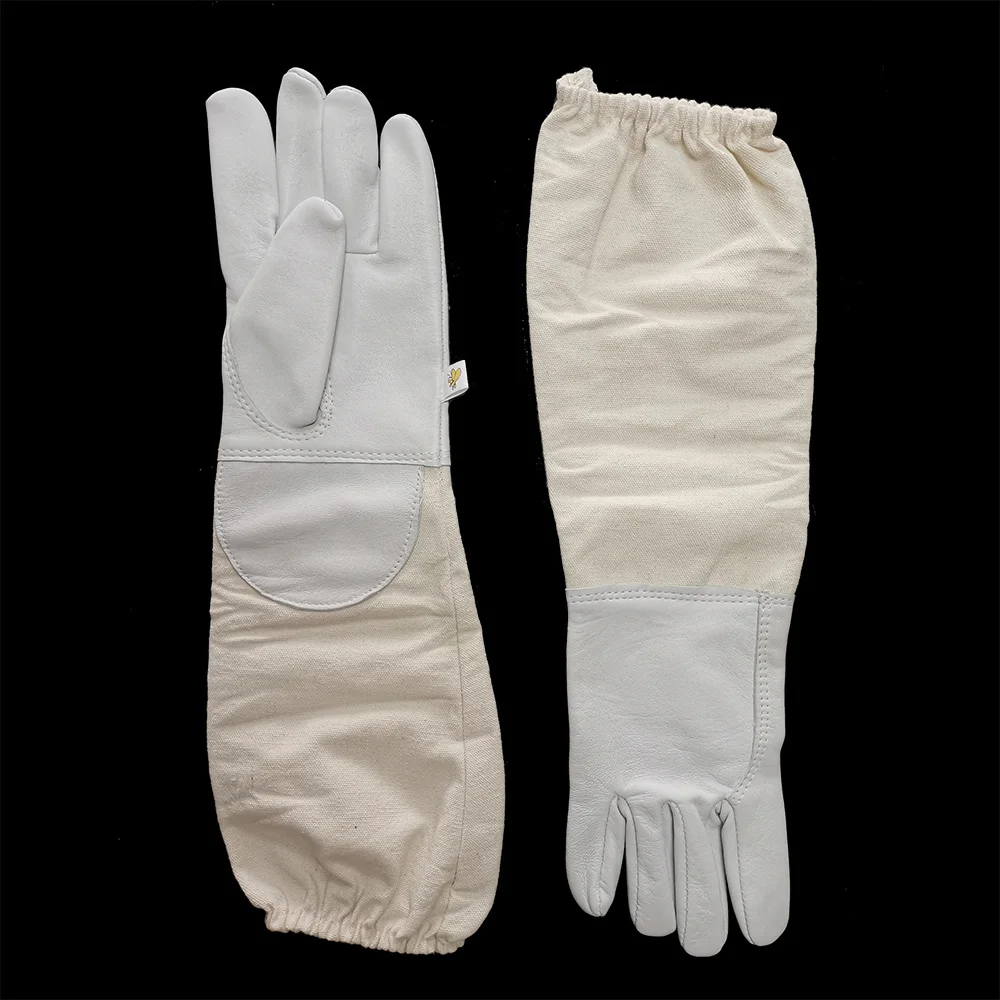 Vented Long Sleeves Sting Proof Cuff Safety Protective Premium sheepskin Leather Beekeeping Gloves