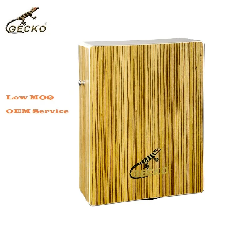 Gecko new design wooden percussion instrument portable travel cajon box drum
