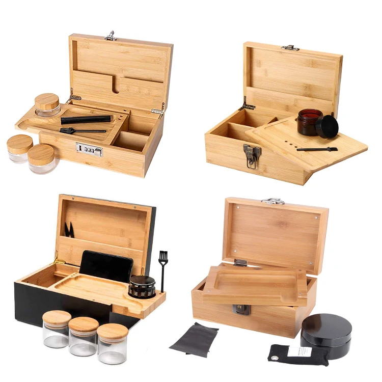 Nature Bamboo Wooden Herb Stash Box Wooden Stash Tobacco And Herbal Storage Gift Box