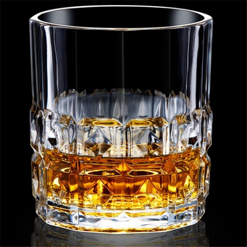 Crystal Lead Free Whiskey Cup Set Drink for Gift Bar Party Bourbon  Vodka 11 OZ Capacity