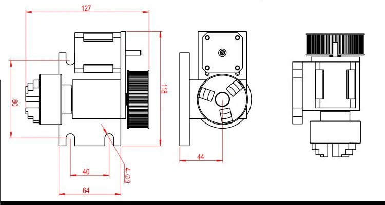 50/63/65 series CNC engraving machine four-jaw chuck rotation axis for CNC milling machine