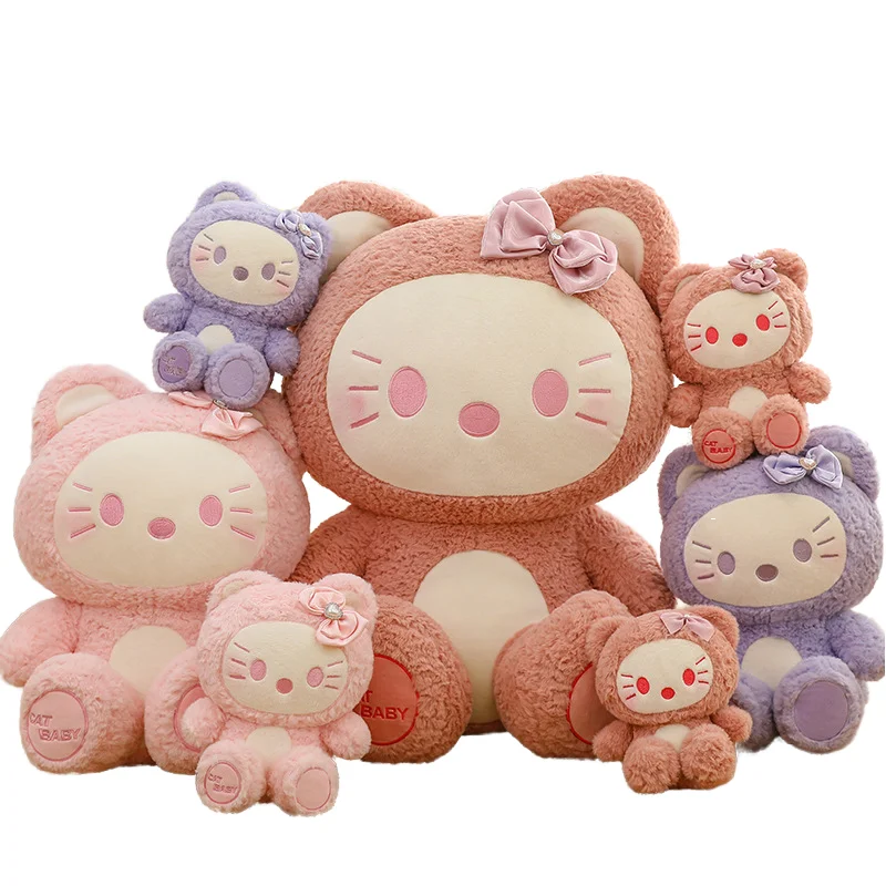 Лидер продаж плюшевая игрушка Sanrioed Kawaii KT кукла с бантом котенок подушка кровать для сна детский подарок пока нет отзывов
