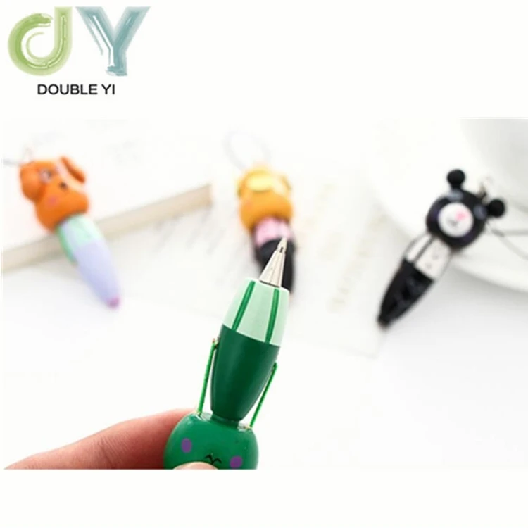 Creative wooden cartoon animal portable ballpoint pen