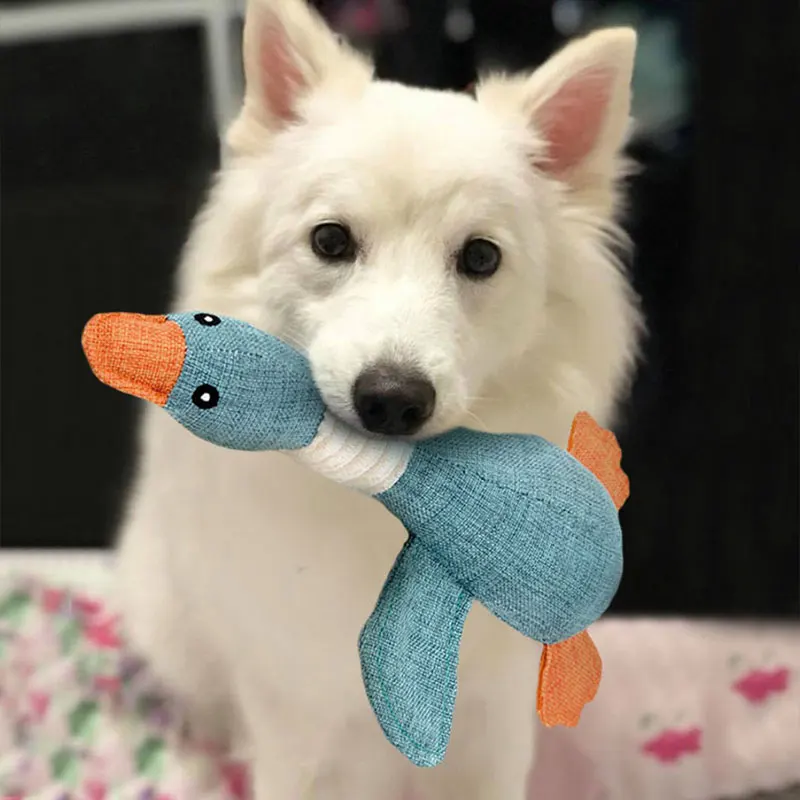 Plush Dog Squeaky Toy Animal Wild Goose Shape Dog Molar Bite Resistant Squeak Playing Pet Chew Squeaky Toys