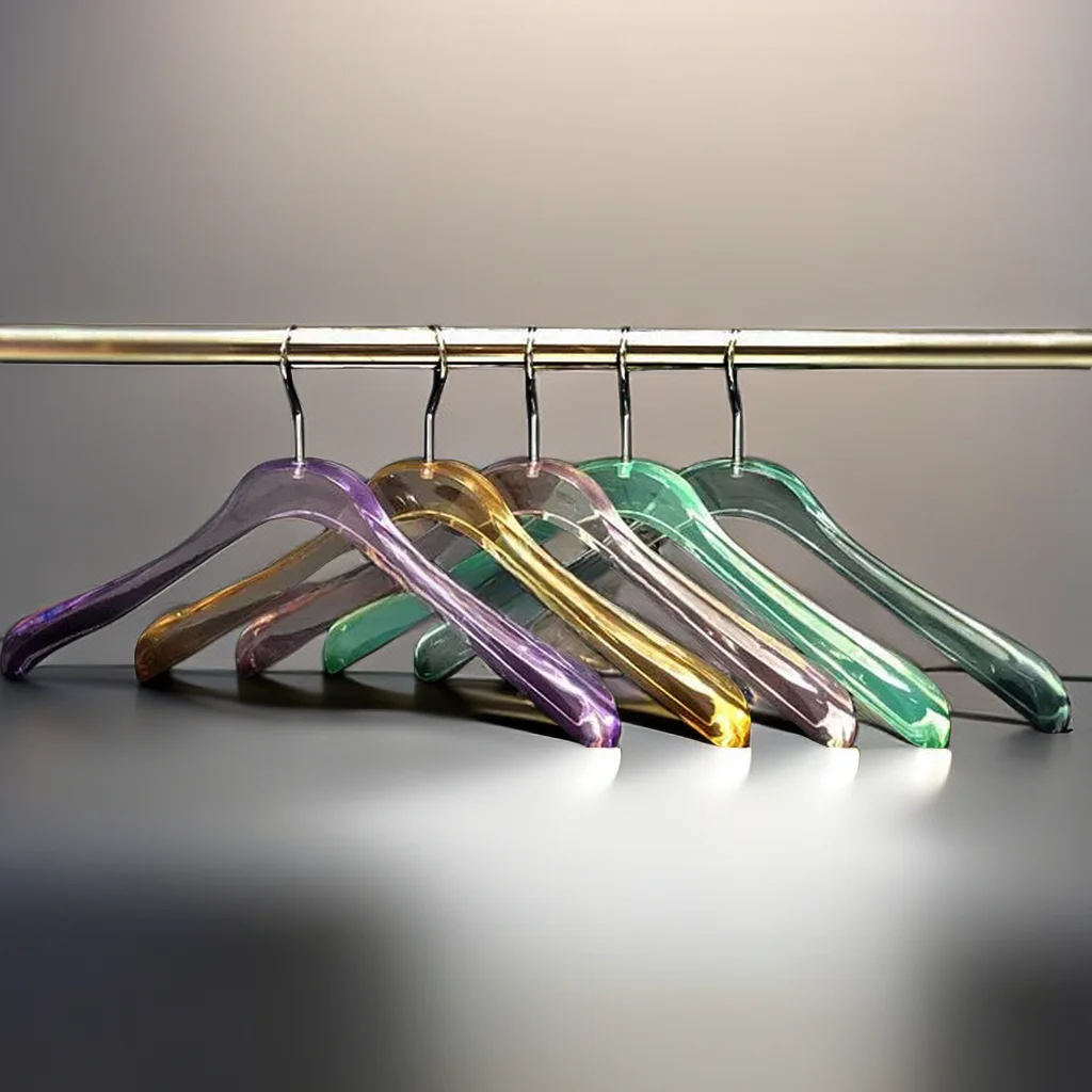 Custom Acrylic Hanger with Shimmering Powder Wholesale Clear Transparent Clothes Acrylic Hangers