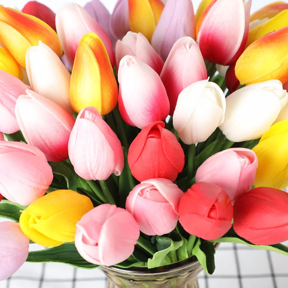 Wedding Decor Beauty Real Touch Tulip Flowers Artificial Latex Tulips