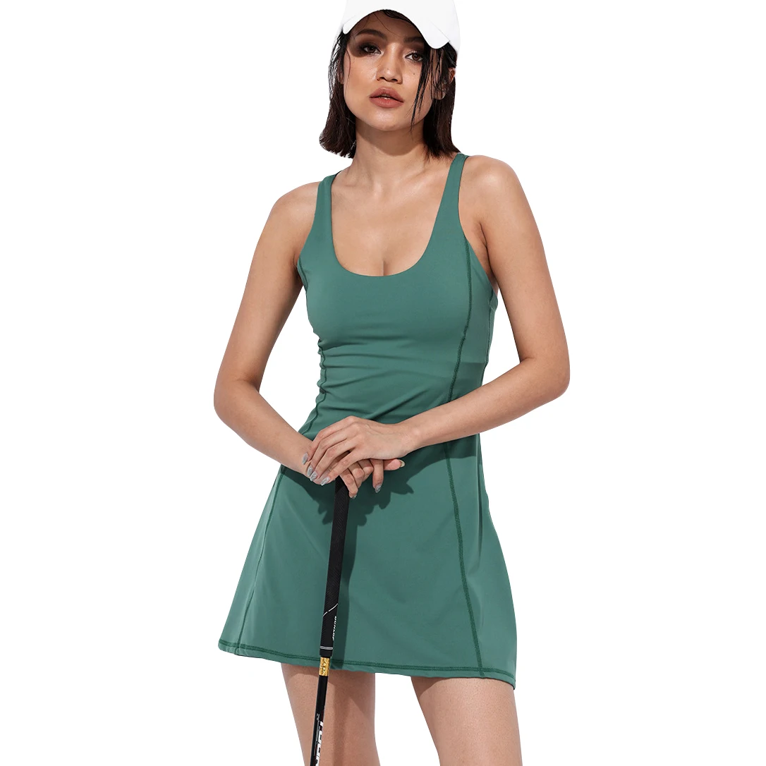 Women Sleeveless Soft Athletic Golf Tennis Dress Quick Dry Exercise Workout Skirt (60776714066)