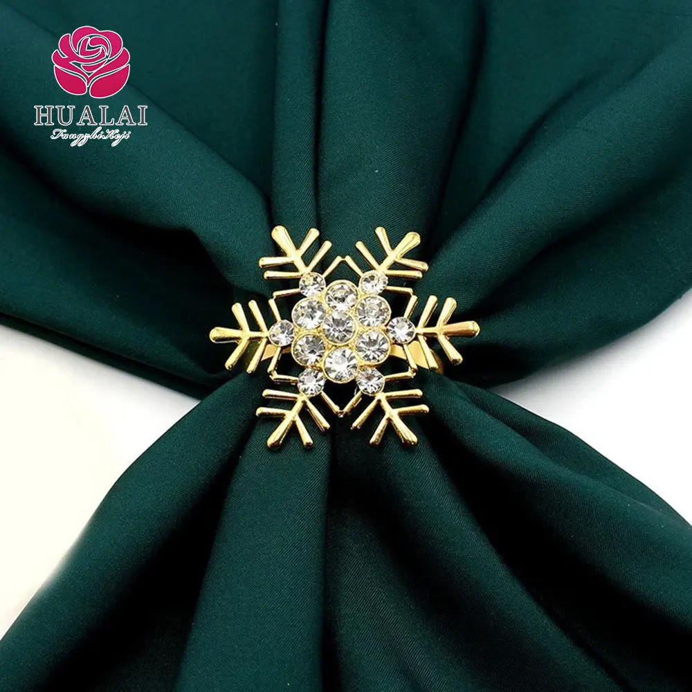 metal silver gold snowflake rhinestone christmas napkin ring for wedding