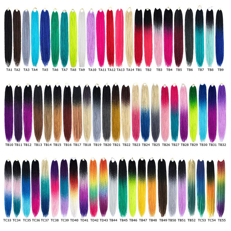 Wholesale Senegalese Twist Crochet Hair Extensions Long Twist Braiding Hair 24inch 100g Solid And Mixed Color Synthetic Fiber