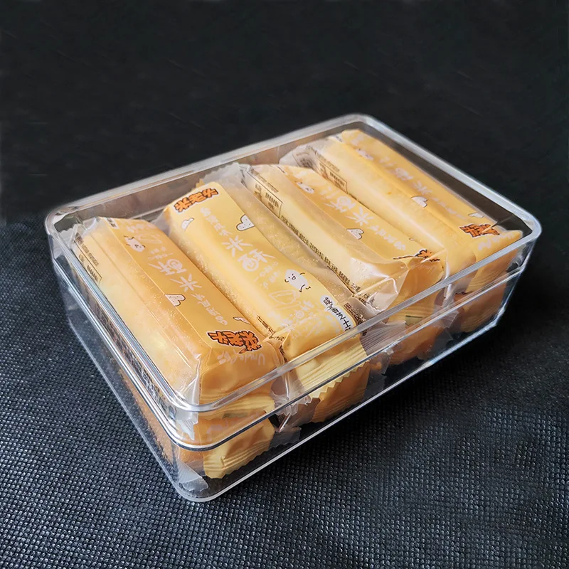 Rectangle Shape Thick Wall Clear Container With Lid Dried Fruit Dessert Candy Tea Storage Box Plastic Food Packaging