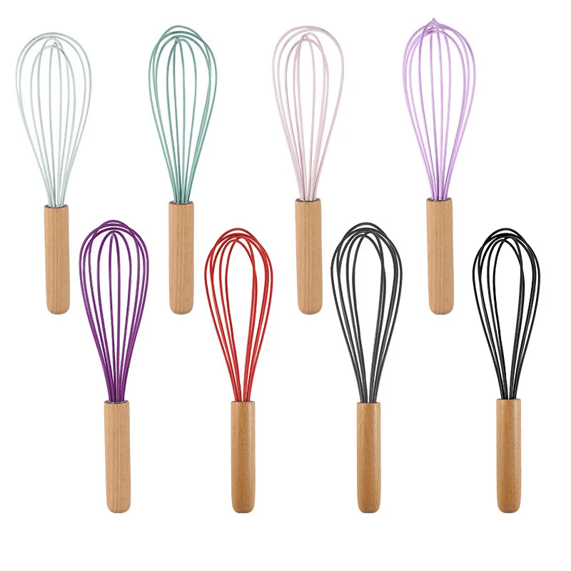 Multi-Color Mini Silicone Kitchen Whisks with Stainless Steel Handles Blending Stirring Whisking and Beating