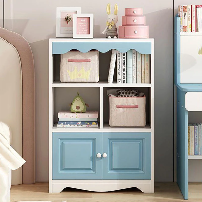 French style modern Pink baby kids toy organizer and wood bookshelf children book storage shelf bookcase