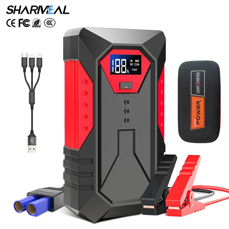 12v 10000mwh Emergency Car Jump Starter Power Bank With Air Compressor Tire Pump Jump Starter With Air Pump