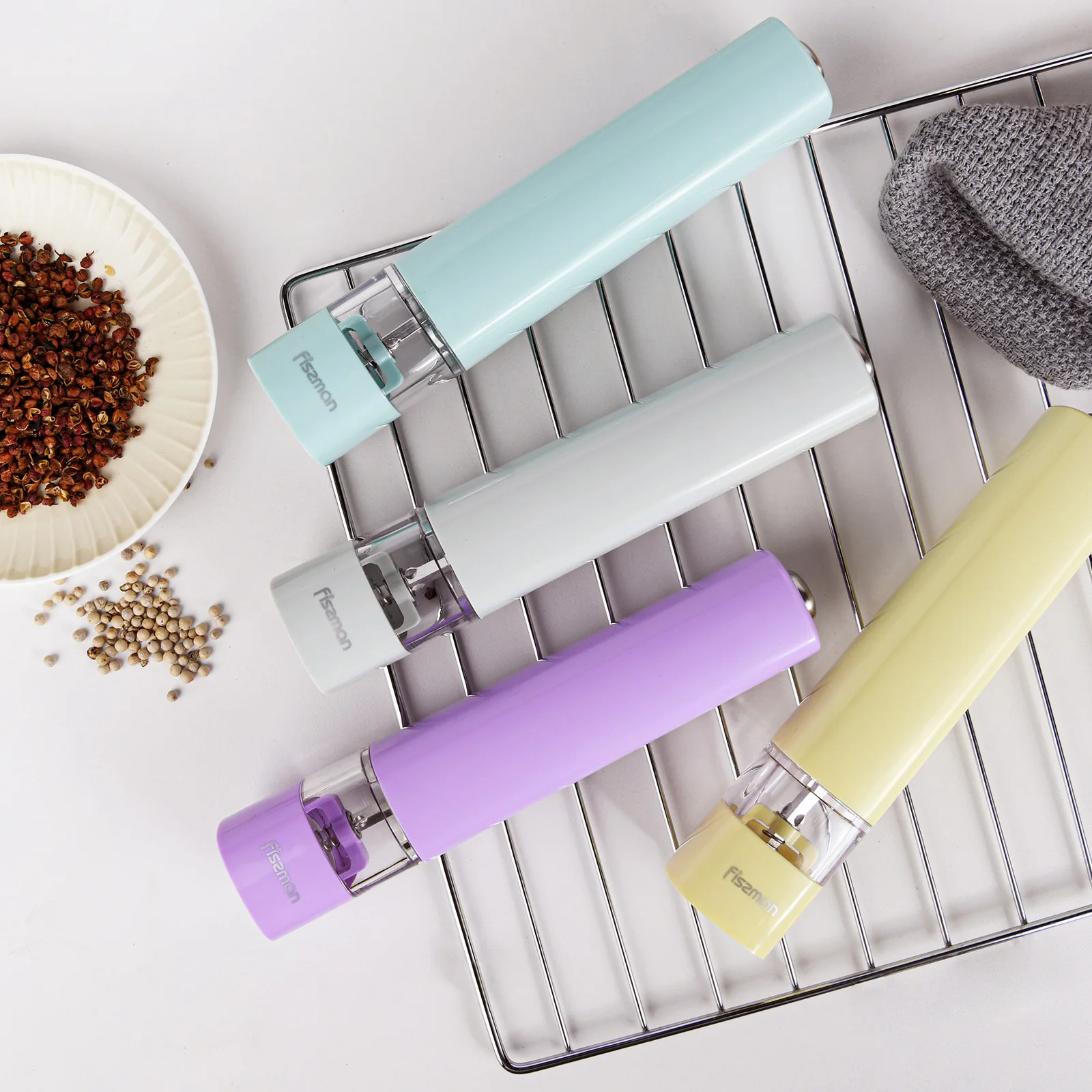 FISSMAN Electric Salt & Pepper Mill 20 Cm Ceramic Grinder