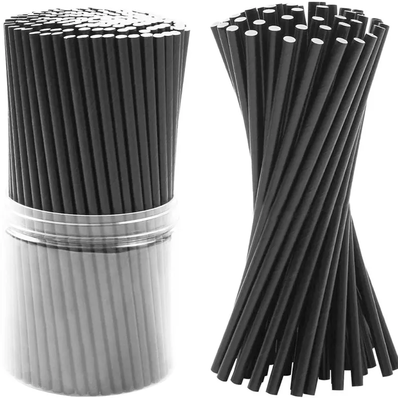 Disposable Paper Black Straws Biodegradable Environment Friendly Black Drinking Straw Decorations Wedding Supplies and Party