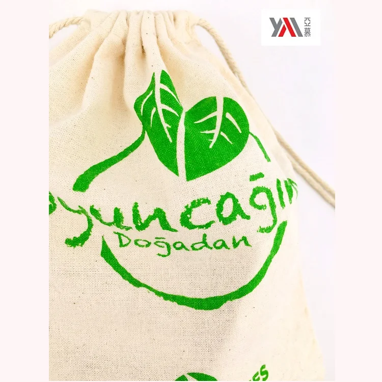 
Hot Sale Custom organic drawstring small muslin cloth gift bag 