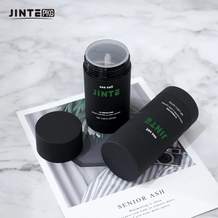 Soft Touch Matte Black 75g Plastic PP Empty Deodorant Container Deodorant Packaging Stick For Body Wash