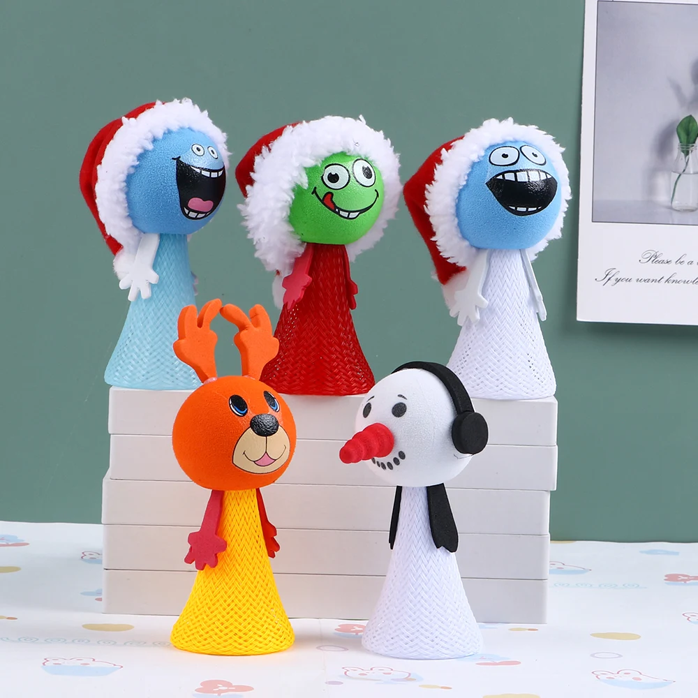 Christmas Party Toys New Kids Stress Release Eva Jumper Spring Smile Face Capsule Novelty Toys Gift