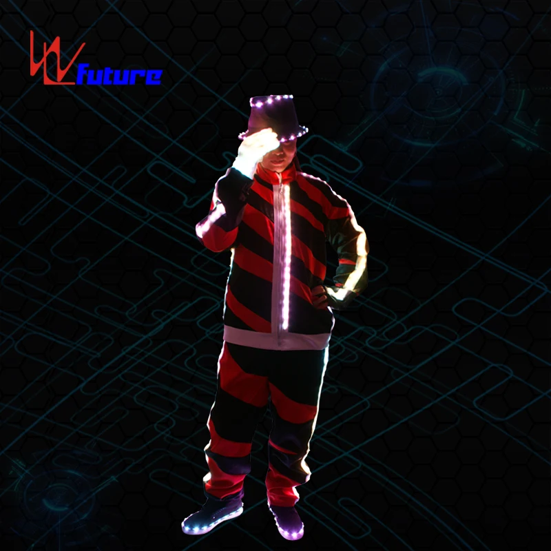 
Programmable radiant LED Michael Jackson Dance costume with hat, gloves and shoes,mobile power supply for costumes 
