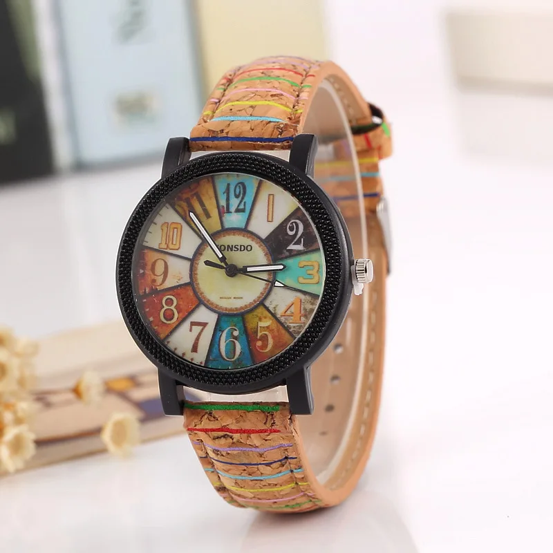 Cartoon Watch Cute Kids Wood Grain Watches Children Boys Girls Leather Strap Quartz WristWatch Relogio Kids Watches Reloj
