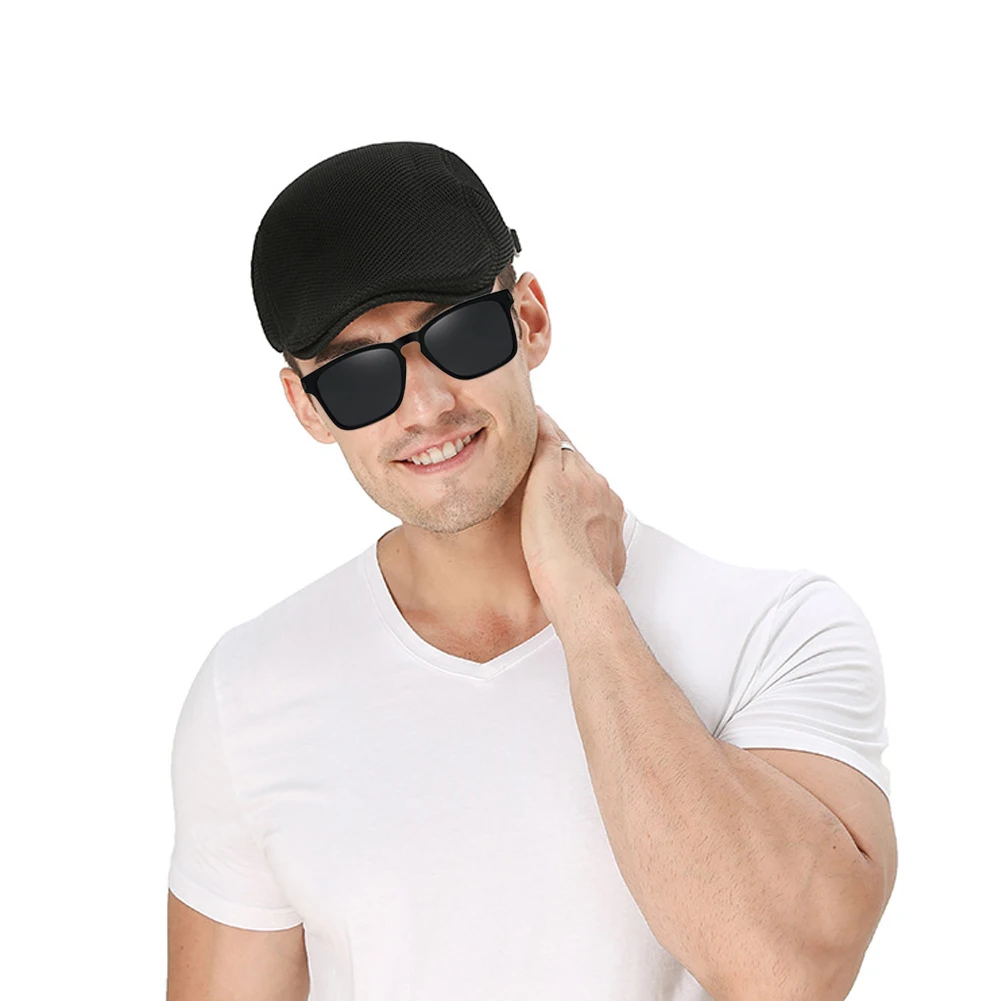 Homm Custom Logo Plain Summer Men Newsboy Breathable Beret Driving Sun Flat Adjustable Beret